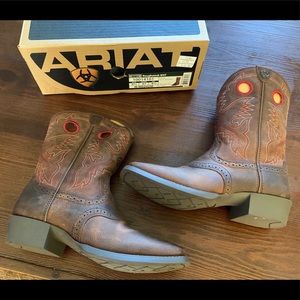 [Ariat Boots ] Brown/Red- 5 1/2 kids womens 7